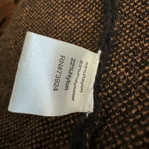 Ming Wang Knit Poncho Cape Wrap Rust Brown Black Printed Hope Wrap O/S New - Picture 14 of 15